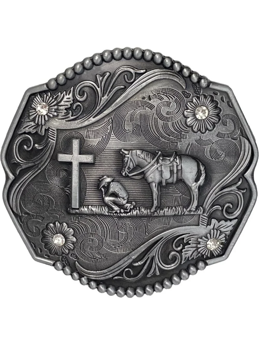 Unisex Cross Prayer Vintage Cowboy Rodeo Belt Buckle Costume Gift Accessory